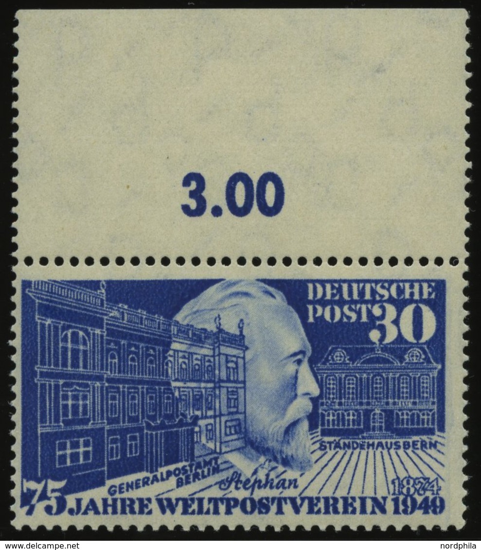 BUNDESREPUBLIK 116 **, 1949, 30 Pf. Stephan, Oberrandstück, Pracht - Used Stamps