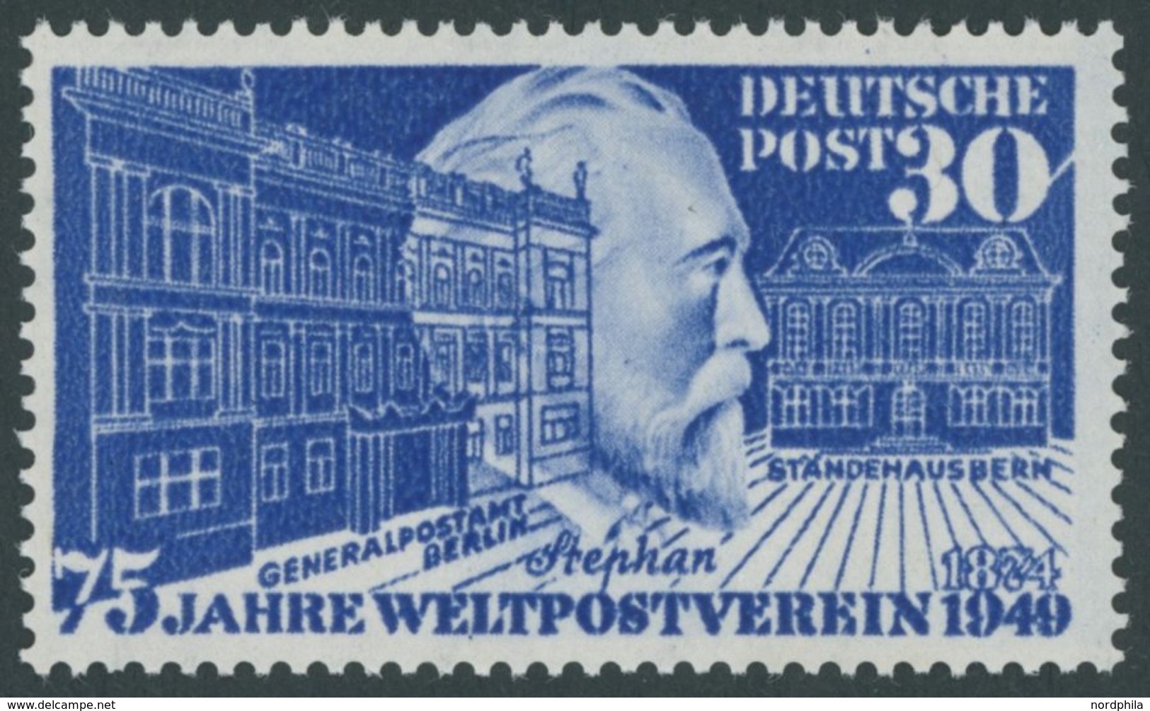 BUNDESREPUBLIK 116I *, 1949, 30 Pf. Stephan Mit Abart Schräger Strich An Der 0 Der 30, Falzrest, Pracht - Used Stamps