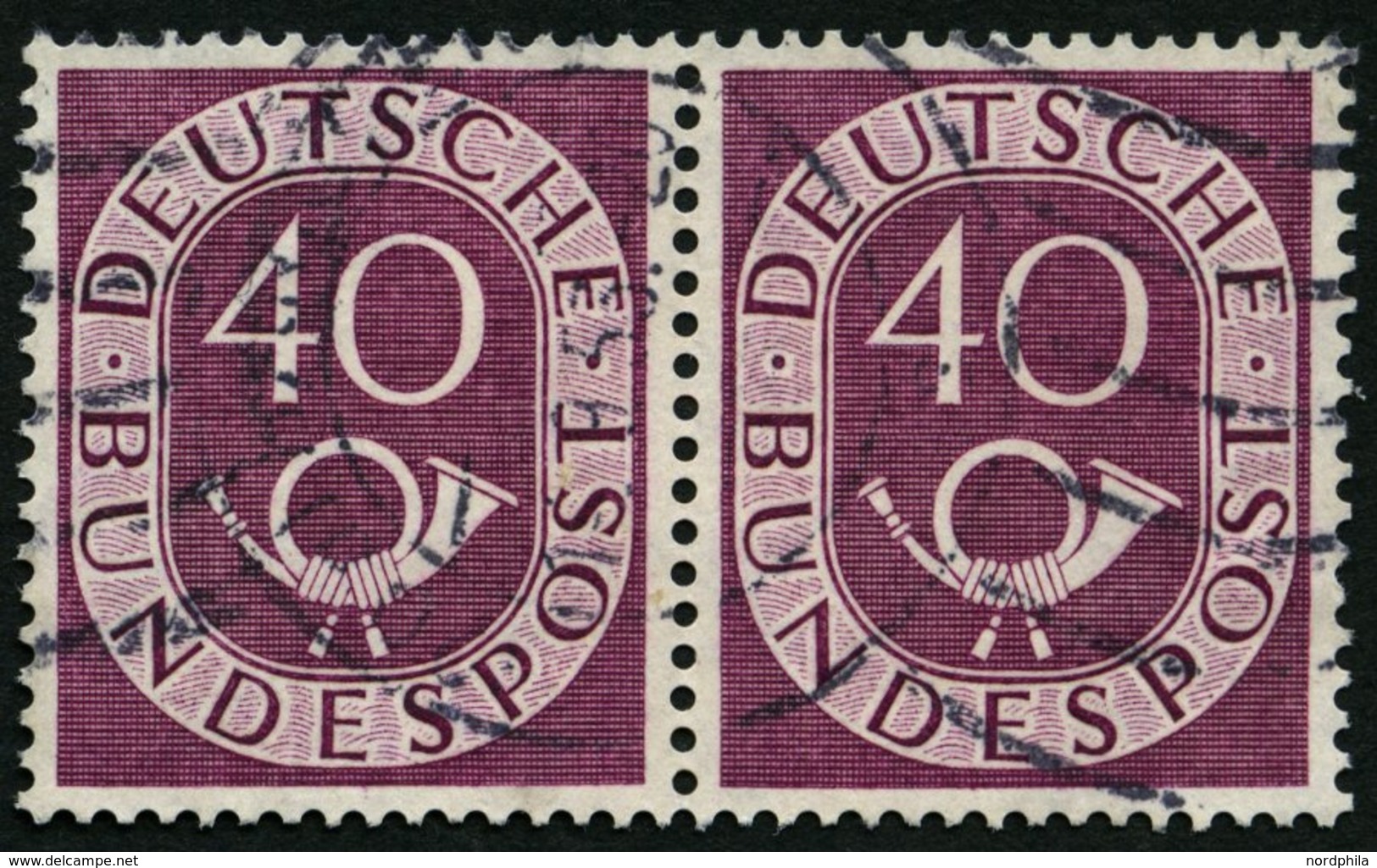 BUNDESREPUBLIK 133 Paar O, 1951, 40 Pf. Posthorn Im Waagerechten Paar, Feinst, Mi. 250.- - Gebraucht