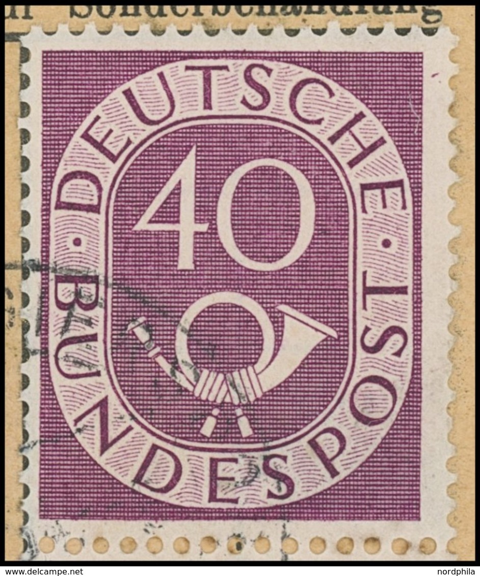 BUNDESREPUBLIK 133II BRIEF, 1951, 40 Pf. Posthorn Mit Abart Kurzer Schräger Strich In Markenfarbe Oben Im Rechten Marken - Used Stamps