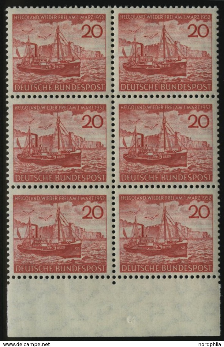 BUNDESREPUBLIK 152 **, 1952, 20 Pf. Helgoland Im Unterrandsechserblock, Pracht, Mi. 90.- - Used Stamps