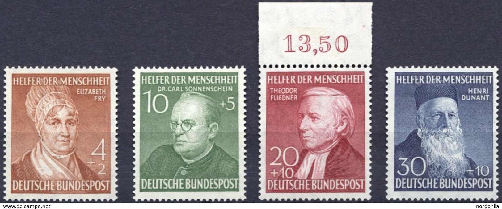 BUNDESREPUBLIK 156-59 **, 1952, Helfer Der Menschheit, Prachtsatz, Mi. 130.- - Used Stamps