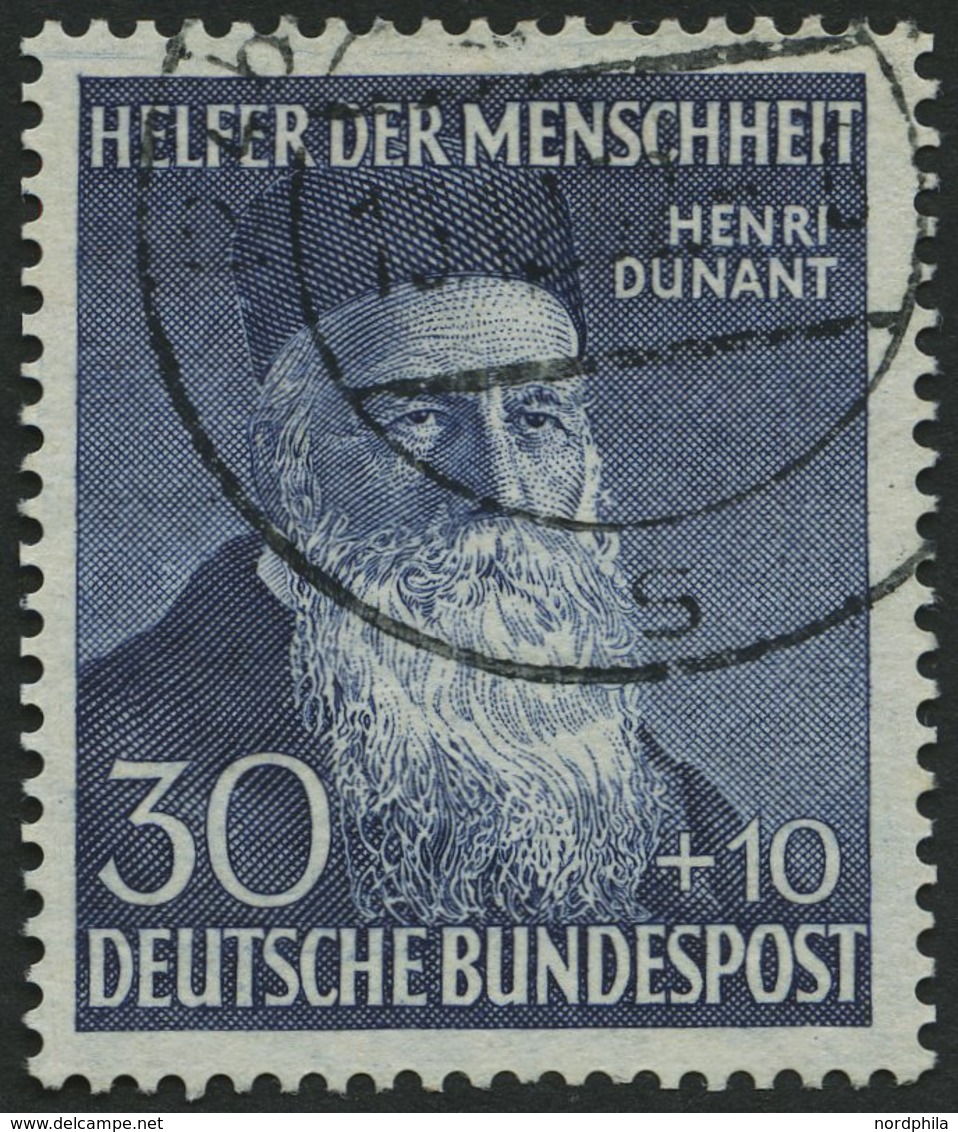 BUNDESREPUBLIK 159 O, 1952, 30 Pf. Dunant, Pracht, Mi. 80.- - Gebraucht