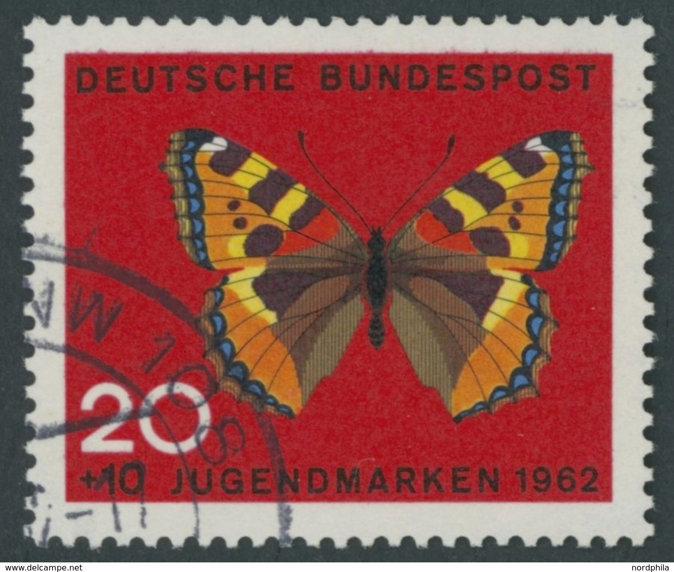 BUNDESREPUBLIK 378Z O, 1962, 20 Pf. Schmetterlinge, Ohne Wz., Pracht, R!, Gepr. Salomon, Mi. 1300.- - Usados