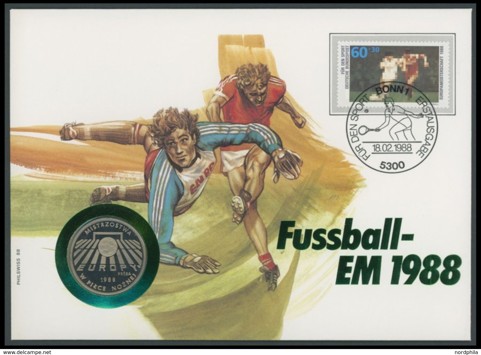BUNDESREPUBLIK 1353 BRIEF, 1988, 60 Pf. Fussball-Europameisterschaft Auf Numisbrief Mit Polnischer 200 Zl Silbermünze, P - Used Stamps