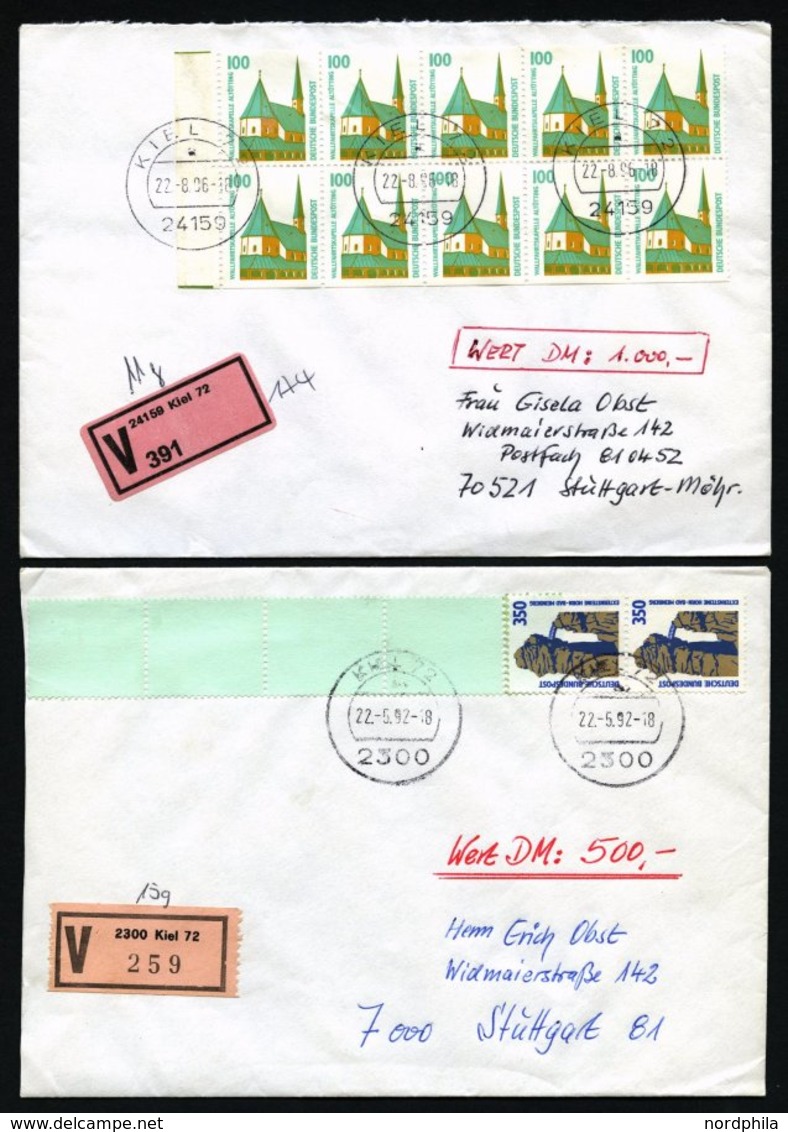 BUNDESREPUBLIK 1406,1407 BRIEF, 1989, Sehenswürdigkeiten, 100 Pf. Als Mehrfachfrankatur Und 350 Pf. Als Rollenende 1 + 4 - Used Stamps