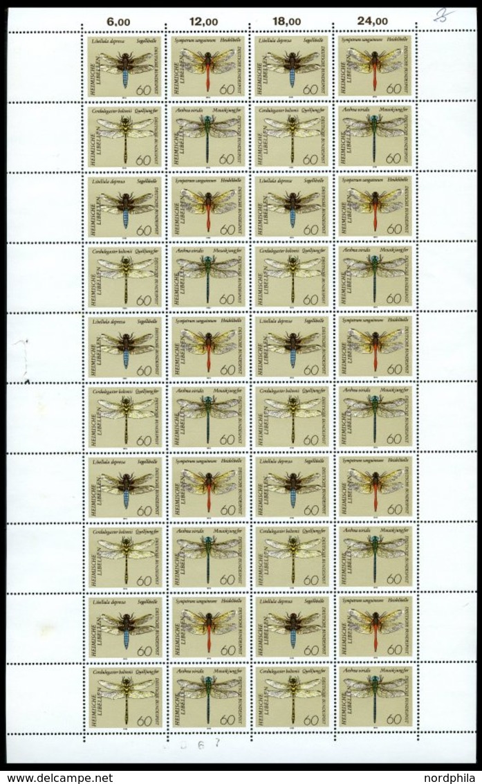 BUNDESREPUBLIK 1546-49 **, 1991, 60 Pf. Libellen Im Zusammendruckbogen Mit Abart Feld 27, Pracht, Mi. 73.50 - Gebraucht