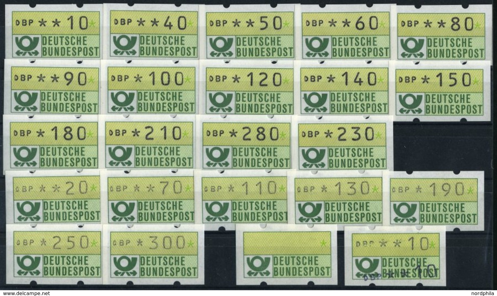 AUTOMATENMARKEN A 1.1hu VS 1/2 **, 1981/2, 2 Verschiedene Versandstellensätze Mit Rückseitigen Zähl-Nummern Sowie 2 Beso - Timbres De Distributeurs [ATM]