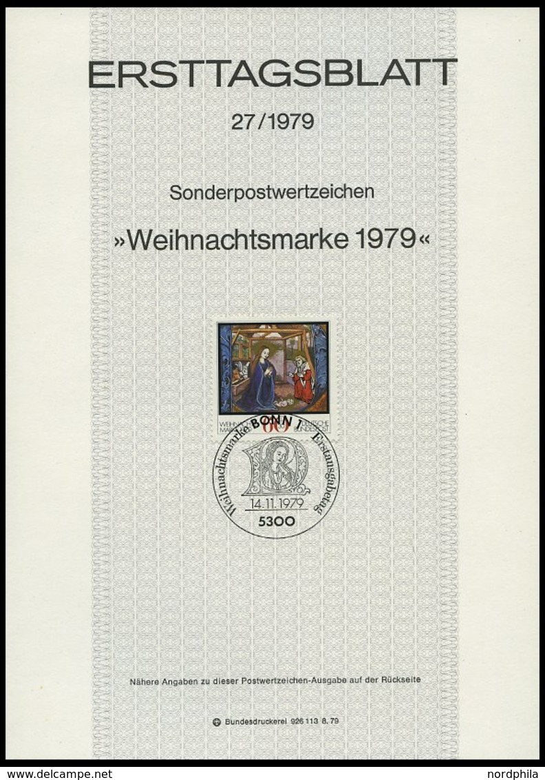 ERSTTAGSBLÄTTER 1000-32 BrfStk, 1979, Kompletter Jahrgang, ETB 1 - 27/79, Pracht - Other & Unclassified