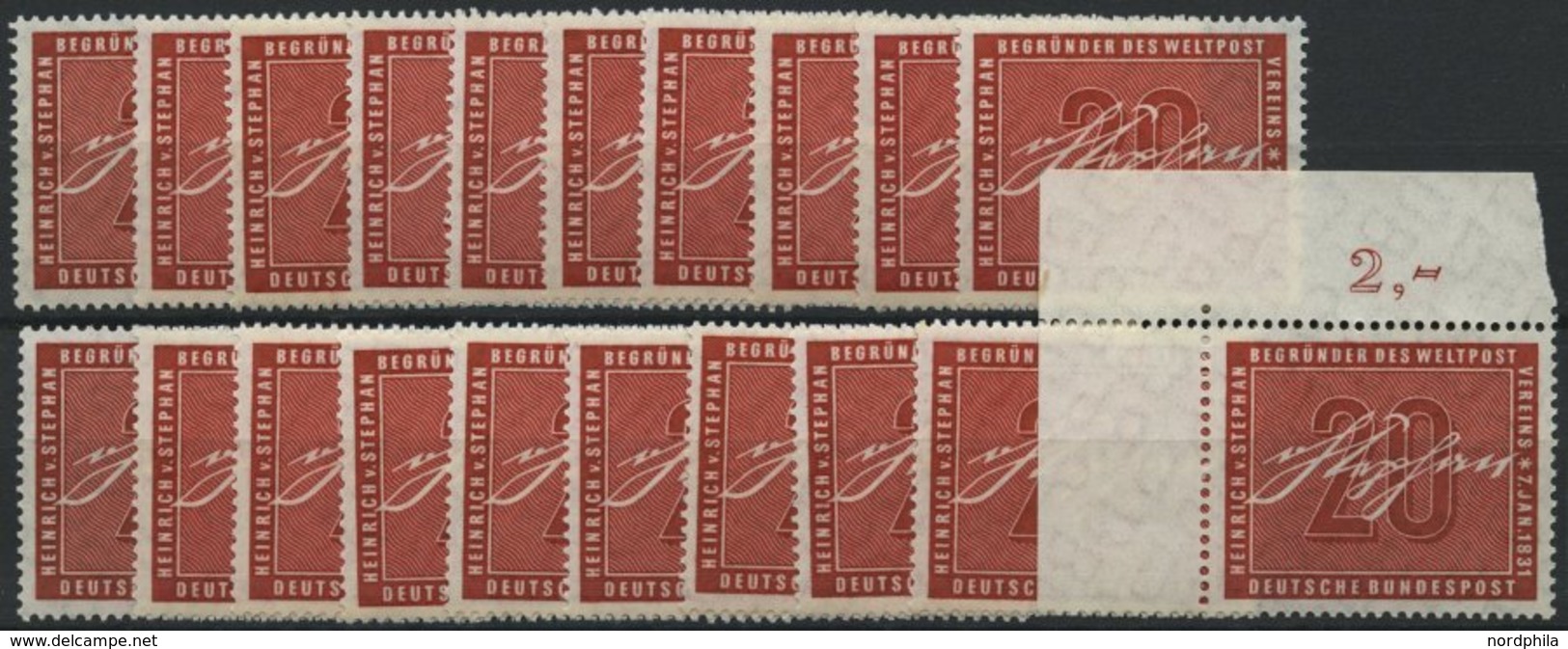 ENGROS 227 **, 1956, 20 Pf. Stephan, 20x, Meist Pracht, Mi. 160.- - Variétés Et Curiosités