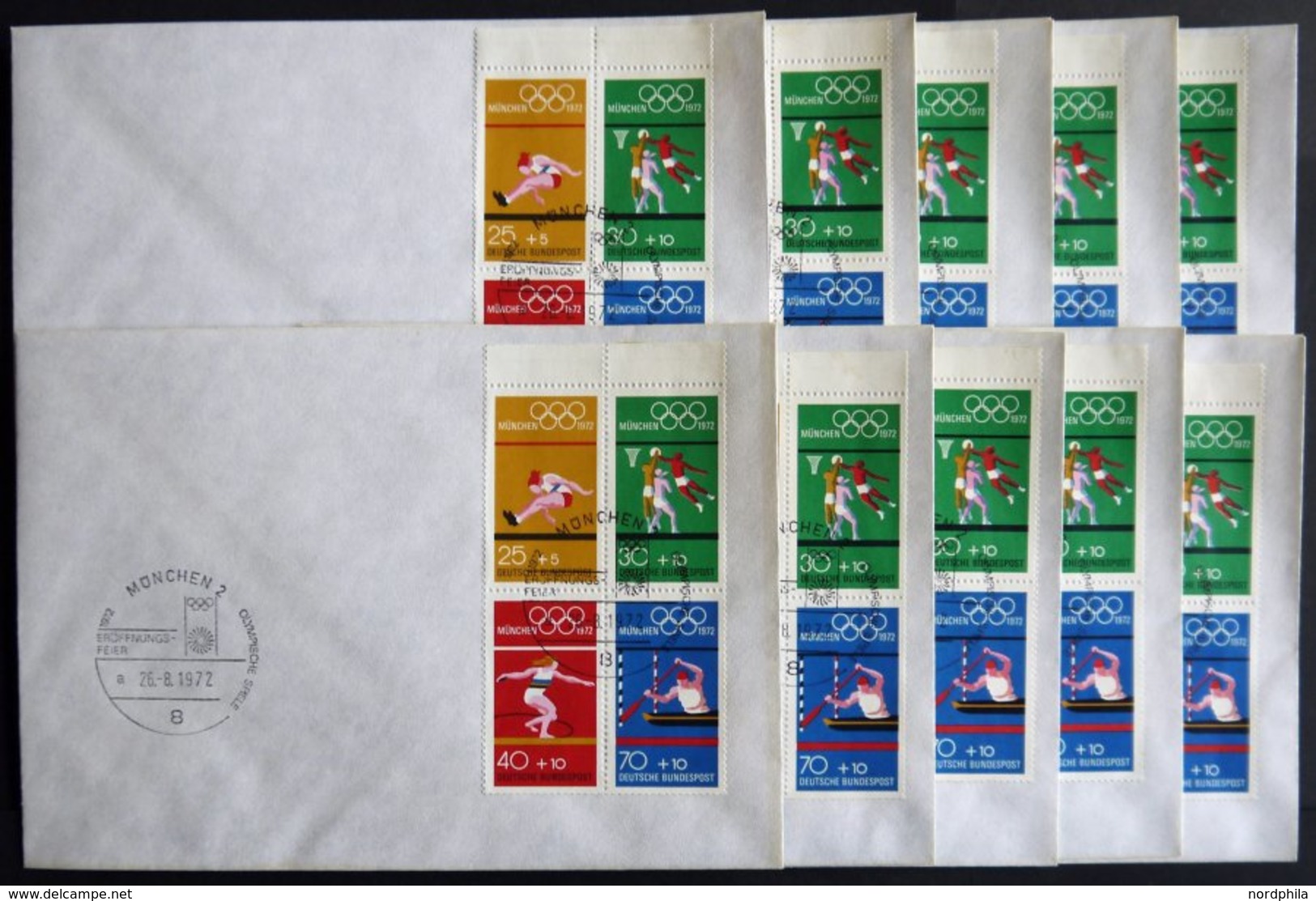 ENGROS H-Bl. 22 BRIEF, 1972, Heftchenblatt Olympische Spiele, 10x Mit Sonderstempel Auf Umschlag, Heftchenzähnung, Prach - Errors & Oddities