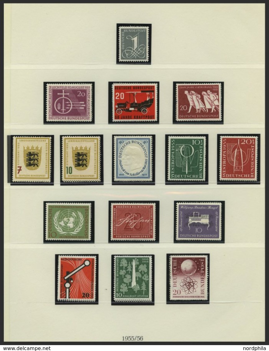 SAMMLUNGEN **, o, bis auf Posthornsatz zweifach überkomplette saubere Sammlung Bund von 1949-89 in 3 Lindner Falzlosalbe