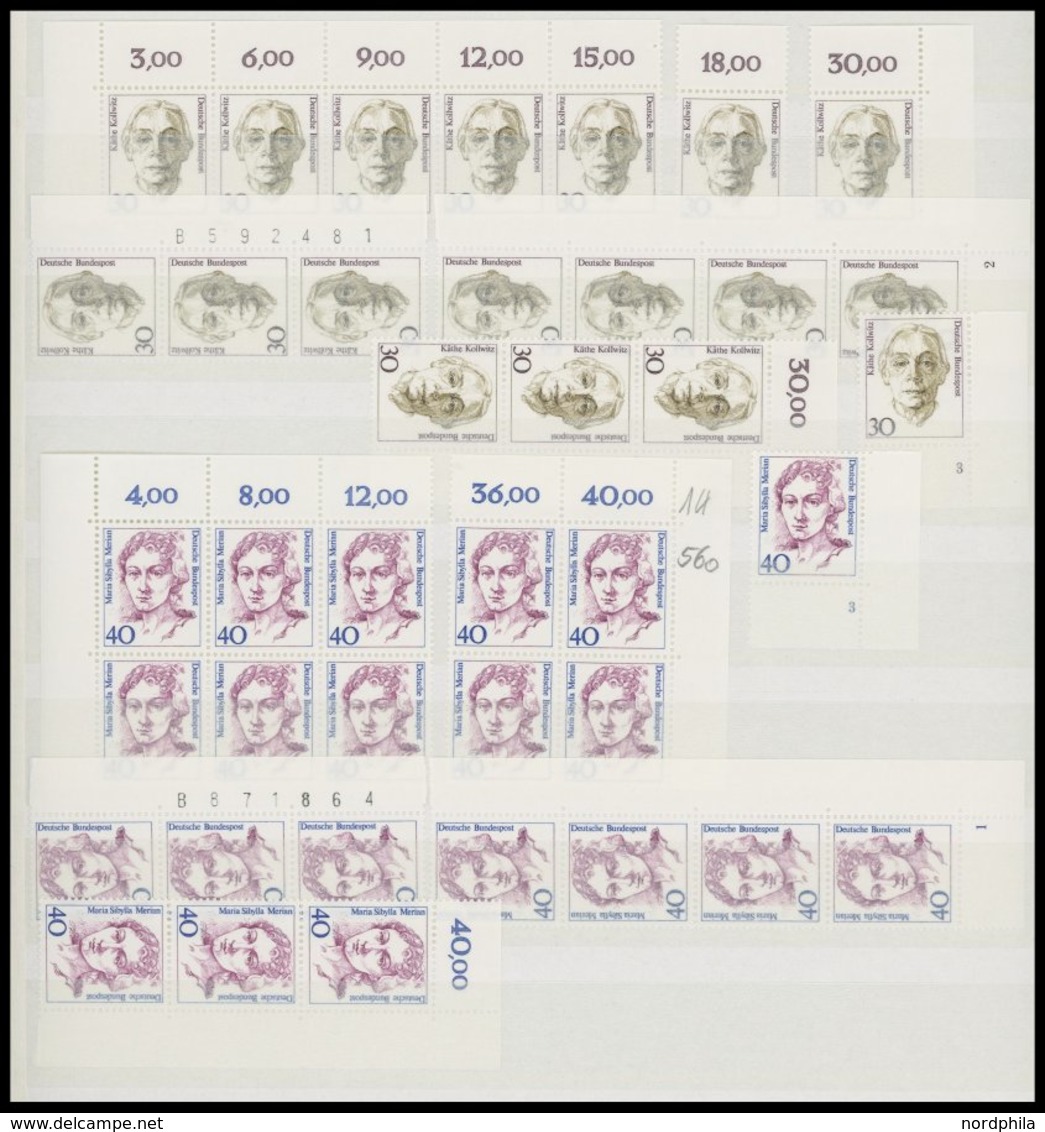 LOTS **, 1986-92, Postfrische Partie Persönlichkeiten In Paaren, Streifen, Oberrand- Und Randstücken, Mit Vielen Platten - Oblitérés