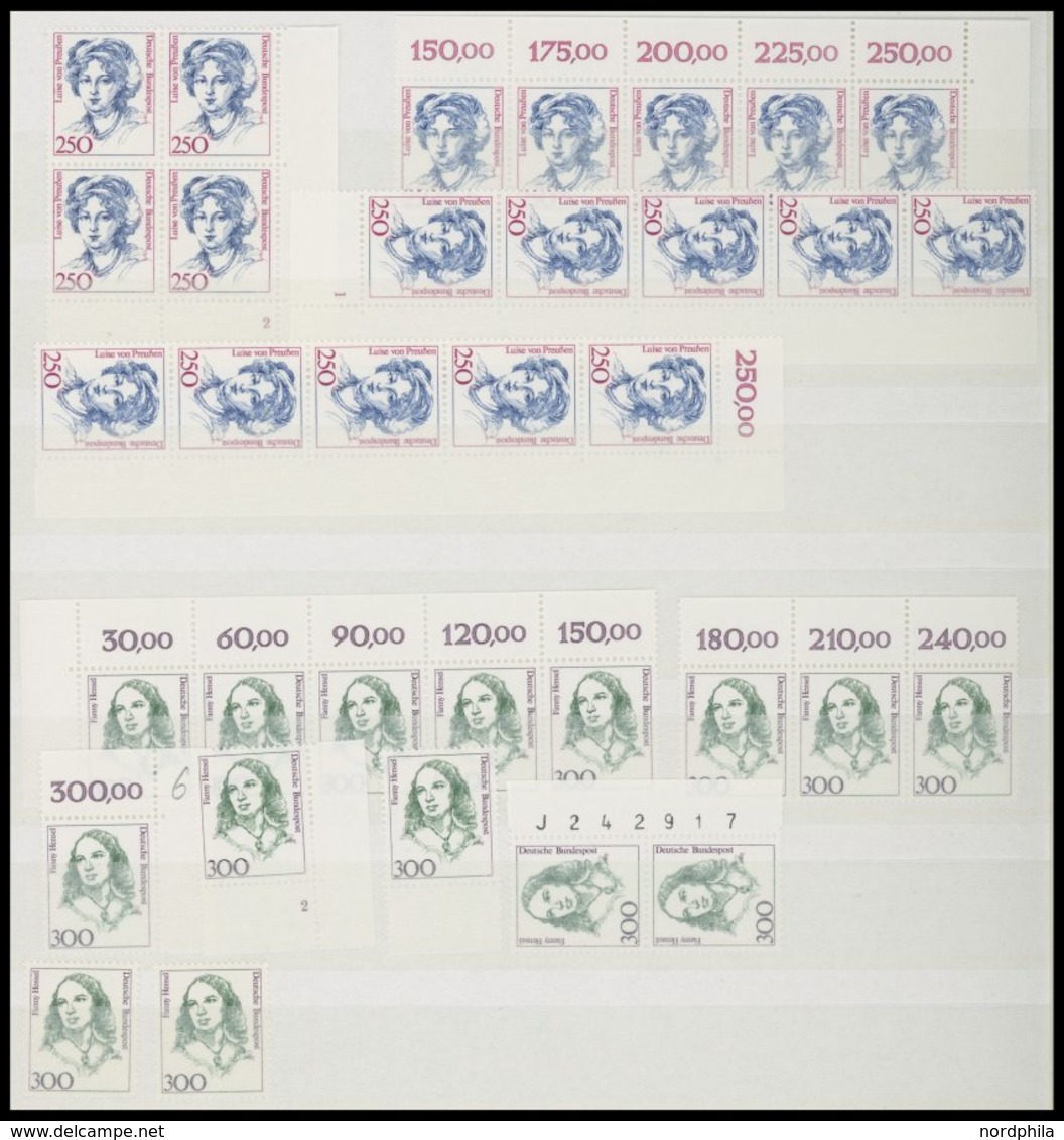 LOTS **, 1986-92, postfrische Partie Persönlichkeiten in Paaren, Streifen, Oberrand- und Randstücken, mit vielen Platten