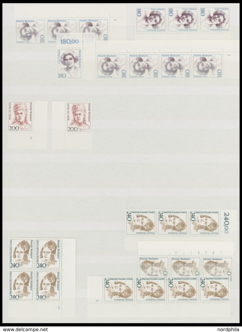 LOTS **, 1986-92, postfrische Partie Persönlichkeiten in Paaren, Streifen, Oberrand- und Randstücken, mit vielen Platten