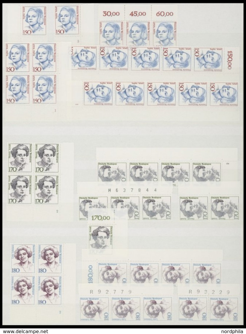 LOTS **, 1986-92, postfrische Partie Persönlichkeiten in Paaren, Streifen, Oberrand- und Randstücken, mit vielen Platten