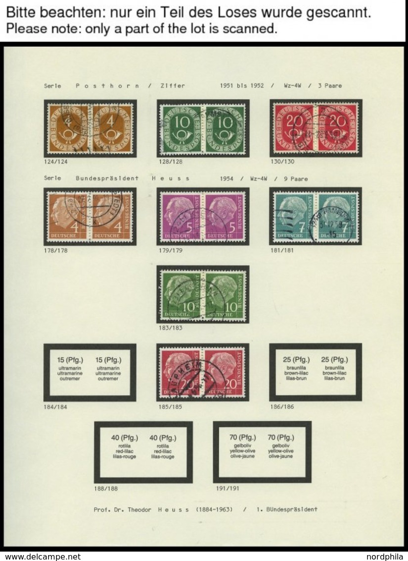 LOTS O, 1951-2008, Verschiedene, Fast Nur Zentrisch Gestempelte, Waagerechte Paare, U.a. Mit Mi.Nr. 355y Und 694-703, Pr - Usados