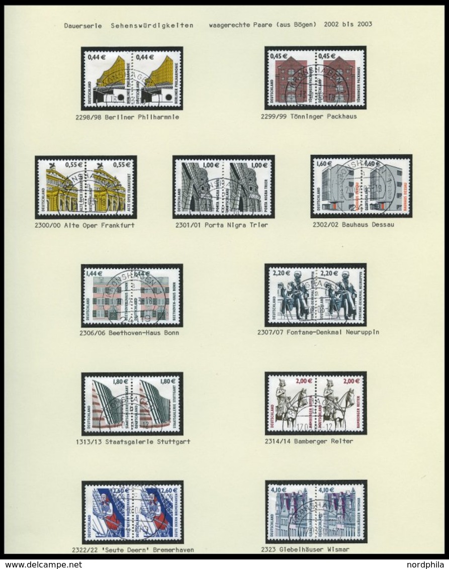 LOTS O, 1951-2008, Verschiedene, Fast Nur Zentrisch Gestempelte, Waagerechte Paare, U.a. Mit Mi.Nr. 355y Und 694-703, Pr - Used Stamps