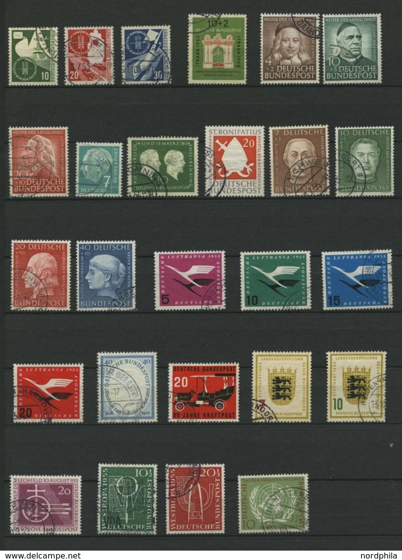 LOTS O, 1949-55, Gestempelte Partie Von 55 Verschiedenen Mittleren Werten, Saubere Bedarfserhaltung/feinst, Mi. 630.- - Usados