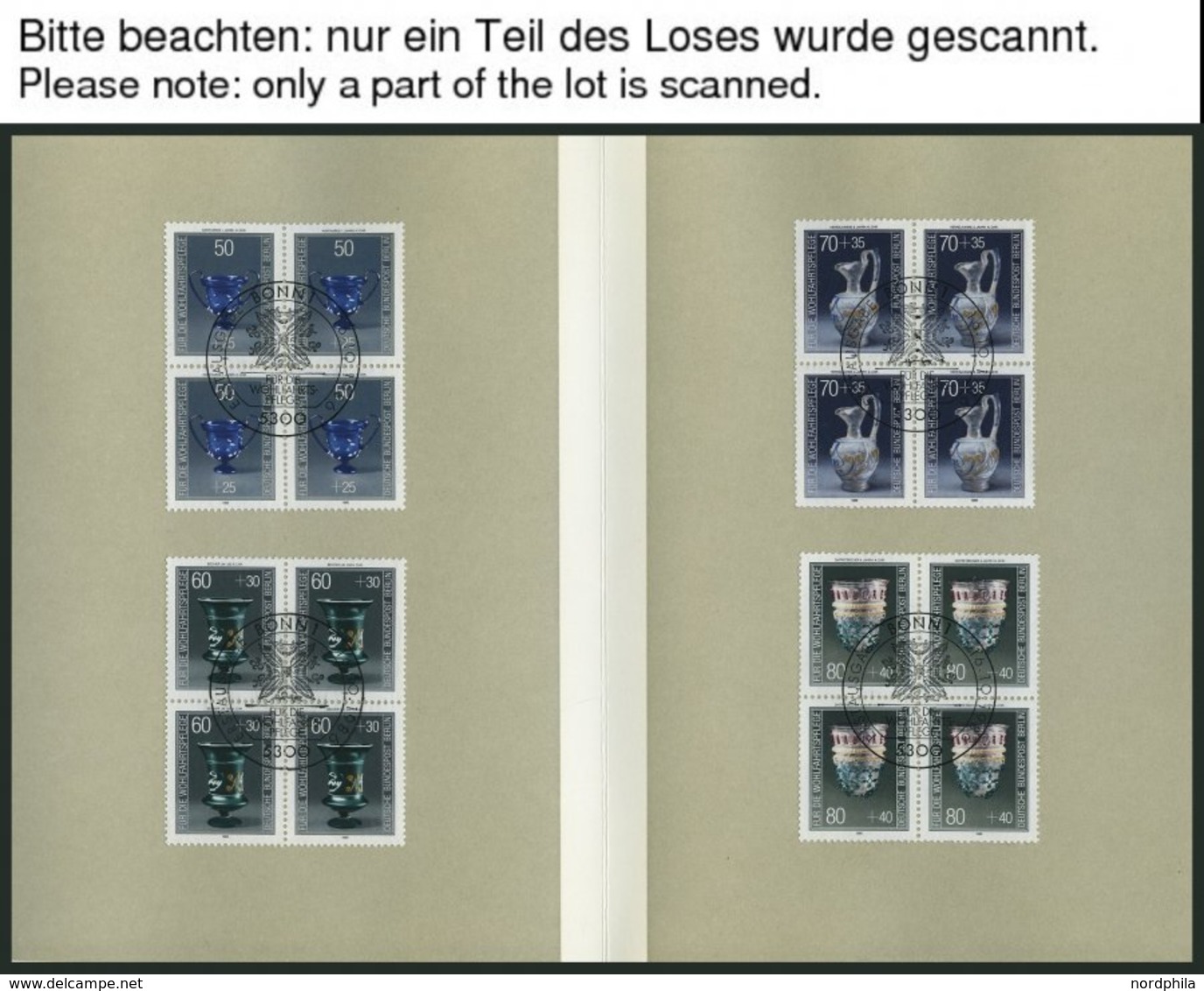 LOTS VB, BrfStk, 1986-2003, Wofa In Viererblocks Mit Ersttagssonderstempeln, In Großformatigen Faltkarten Des Bundesmini - Used Stamps