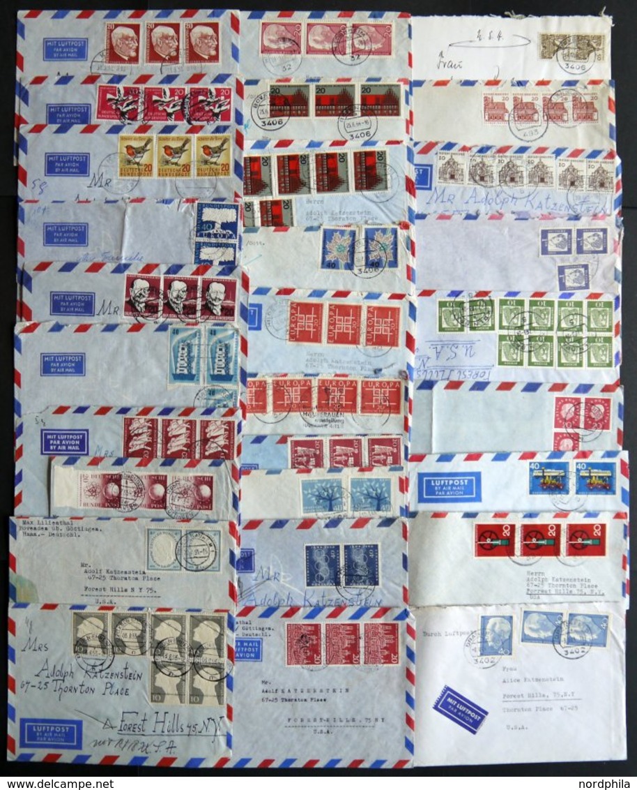 LOTS 1953-65, 29 Bedarfsluftpostbriefe In Die USA Mit Verschiedenen Mehrfachfrankaturen Und Einzelfrankaturen, Etwas Unt - Used Stamps