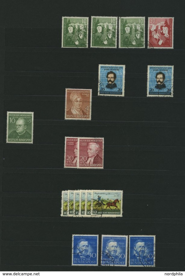 LOTS O,* , Meist Gestempelte Dublettenpartie Bundesrepublik Bis 1957 Mit Diversen Guten Werten, Meist Prachterhaltung, H - Used Stamps