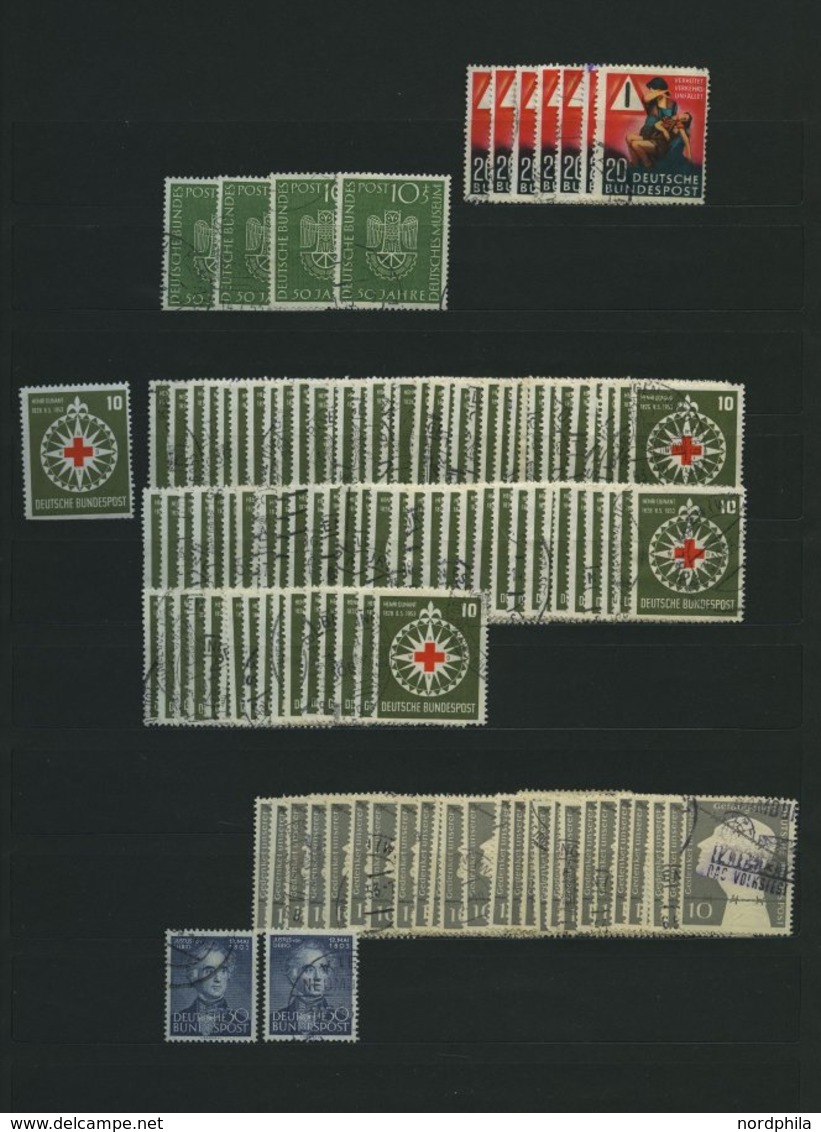 LOTS O,* , Meist Gestempelte Dublettenpartie Bundesrepublik Bis 1957 Mit Diversen Guten Werten, Meist Prachterhaltung, H - Used Stamps