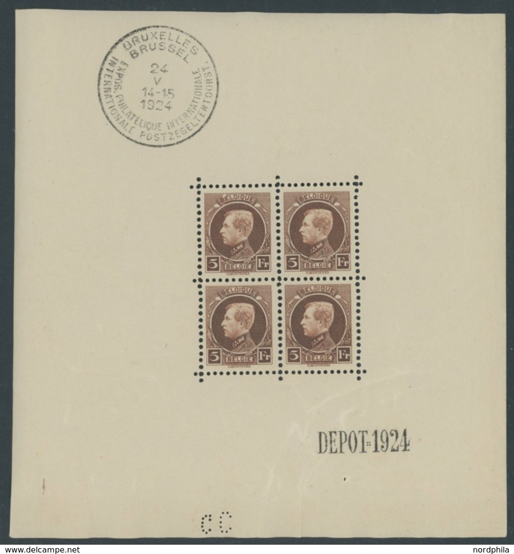 BELGIEN 186KB **, 1924, 5 Fr. Internationale Briefmarkenausstellung Im Kleinbogen (4), Pracht, Mi. 420.- - Otros & Sin Clasificación