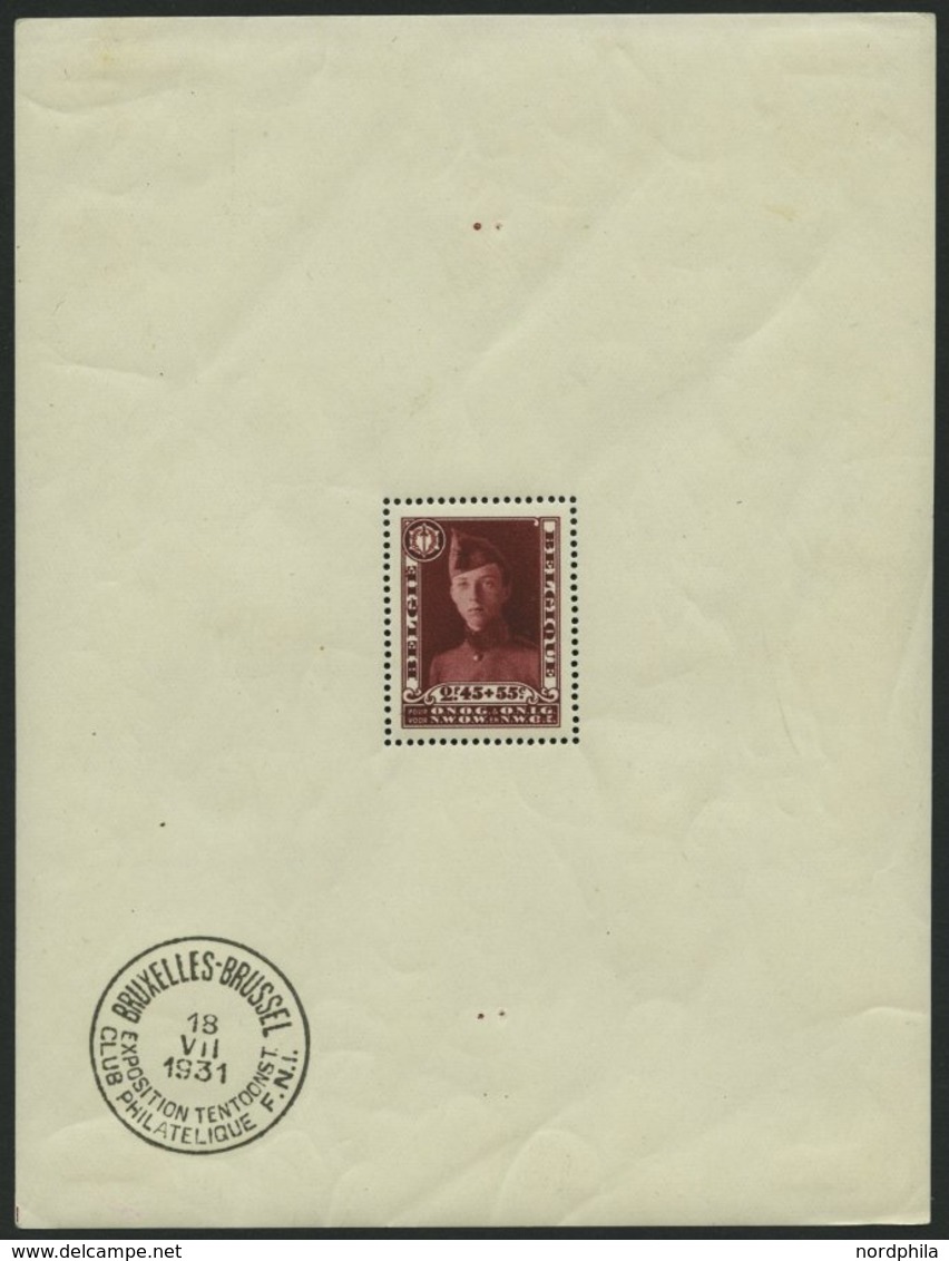 BELGIEN Bl. 2 *, 1931, Block Kriegsinvaliden, Falzrest Im Rand, Einzelmarke Postfrisch, Pracht - Sonstige & Ohne Zuordnung