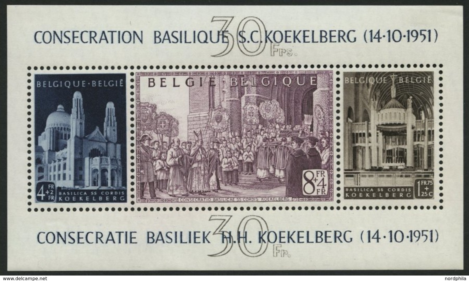 BELGIEN Bl. 24 *, 1952, Block Kardinal Van Roey, Falzrest Im Rand, Marken Postfrisch, Pracht - Autres & Non Classés