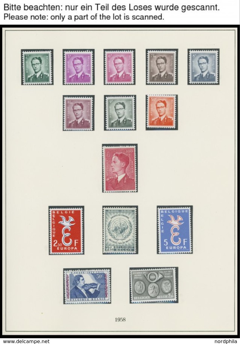 SAMMLUNGEN, LOTS **, Bis Auf 3 Kleine Werte Komplette Postfrische Sammlung Belgien Von 1958-62 Auf Linder Falzlosseiten, - Colecciones