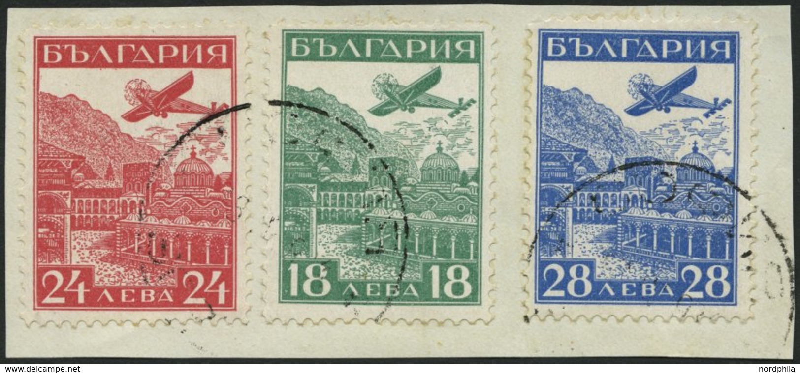 BULGARIEN 249-51 BrfStk, 1932, Luftpostausstellung Auf Briefstück, Prachtsatz, Mi. 90.- - Autres & Non Classés