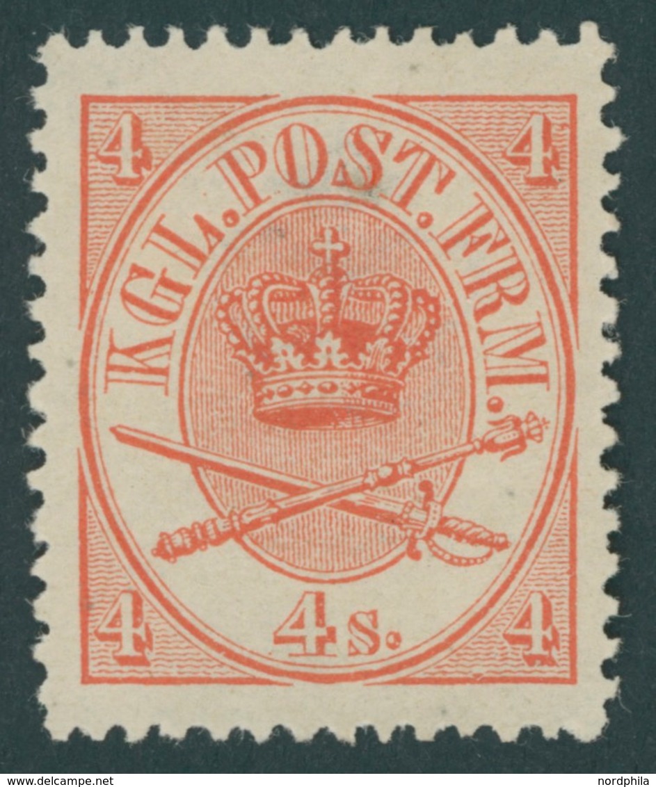 DÄNEMARK 13aA *, 1865, 4 S. Rot, Erstfalzrest, Kabinett - Oblitérés