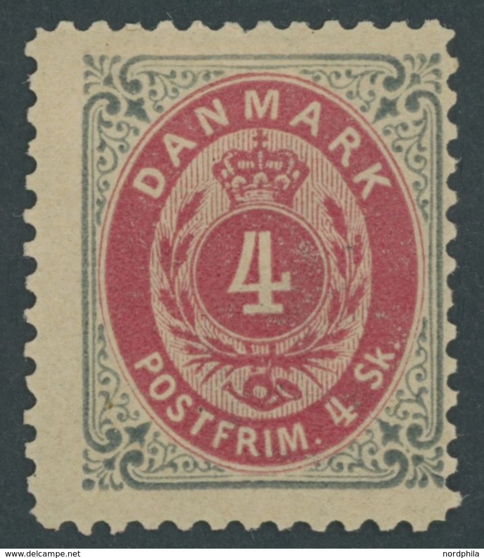 DÄNEMARK 18IB *, 1870, 4 S. Grau/rot, Gezähnt L 121/2, Falzreste, Pracht, Mi. 200.- - Oblitérés