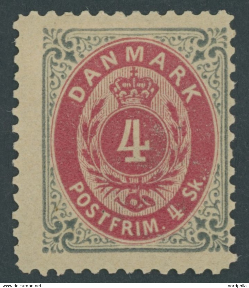 DÄNEMARK 18IB *, 1870, 4 S. Grau/rot, Gezähnt L 121/2, Falzreste, Pracht, Mi. 200.- - Used Stamps