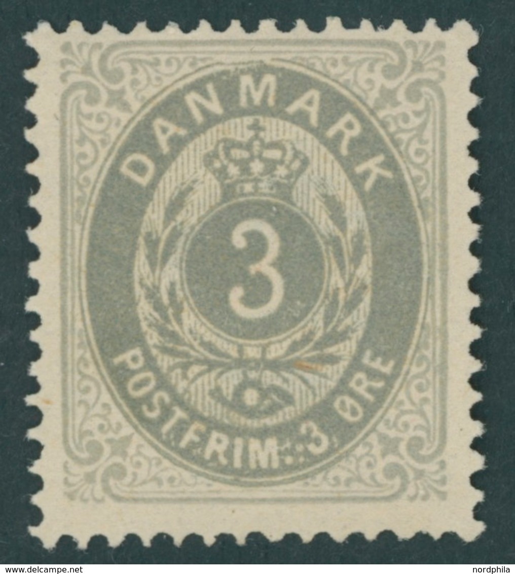 DÄNEMARK 22IYAa *, 1875, 3 Ø Mattultramarin/grau, Falzrest, Pracht, Mi. 140.- - Oblitérés