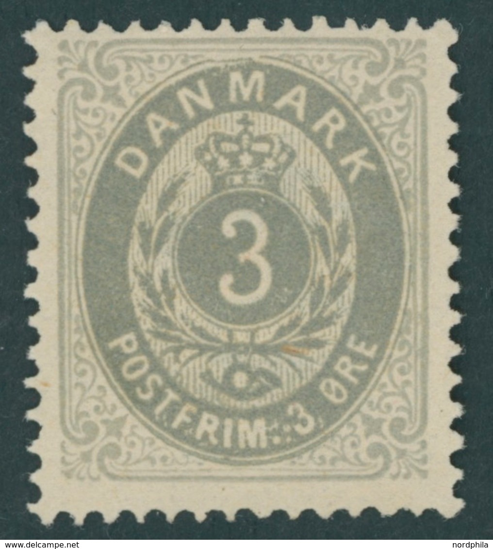 DÄNEMARK 22IYAa *, 1875, 3 Ø Mattultramarin/grau, Falzrest, Pracht, Mi. 140.- - Used Stamps