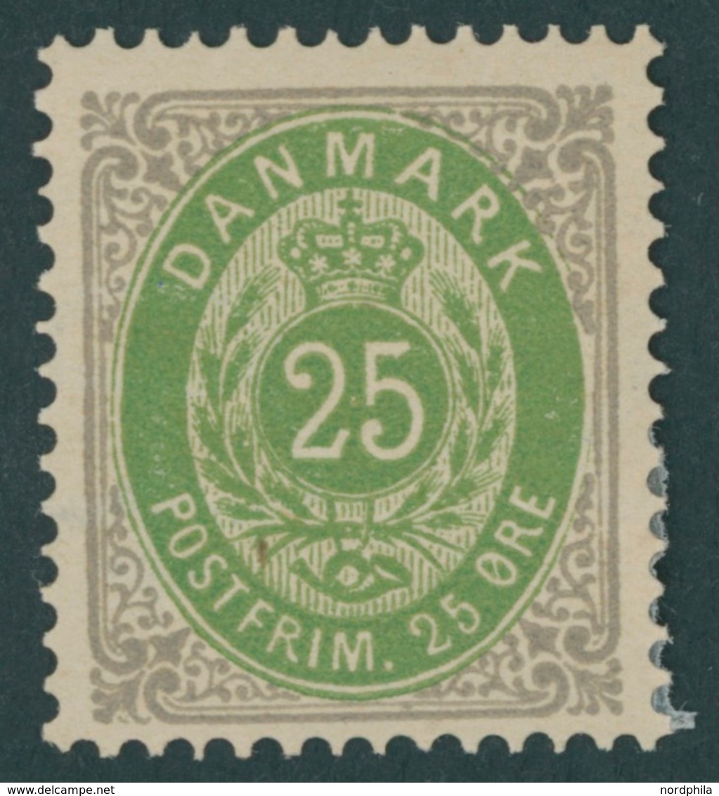DÄNEMARK 29IYA *, 1875, 25 Ø, Normaler Rahmen, Gezähnt K 14:131/2, Mit Kopfstehendem Wz., Falzrest, Pracht - Oblitérés