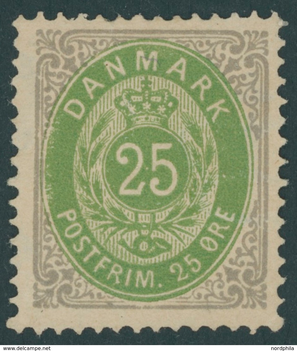DÄNEMARK 29IYA *, 1875, 25 Ø, Normaler Rahmen, Wz. 1Y, Gezähnt K 14:131/2, Falzrest, Pracht, Mi. 65.- - Gebraucht