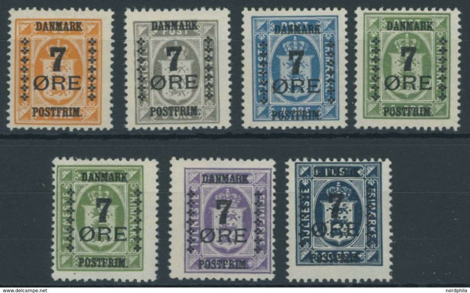 DÄNEMARK 159-65 *, 1926, 7 Ø Auf 1 - 20 Ø, Falzrest, Prachtsatz - Gebraucht