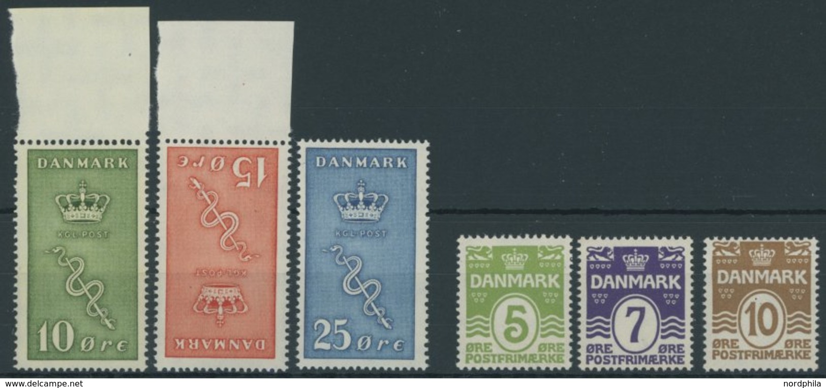 DÄNEMARK 177-79,182-84 **, 1929/30, Kampf Gegen Den Krebs Und Ziffer Im Oval, 2 Postfrische Prachtsätze, Mi. 95.- - Used Stamps
