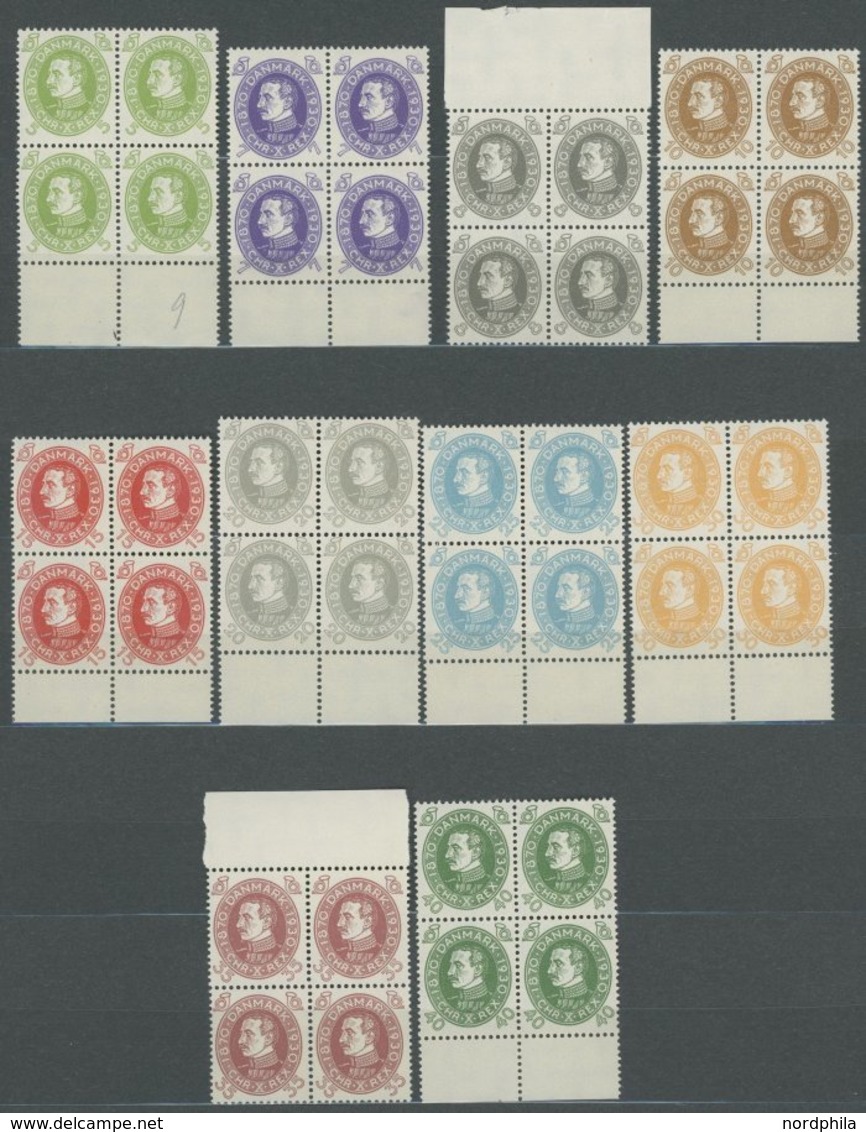 DÄNEMARK 185-94 VB **, 1930, 60. Geburtstag In Randviererblocks, Prachtsatz, Mi. (800.-) - Used Stamps