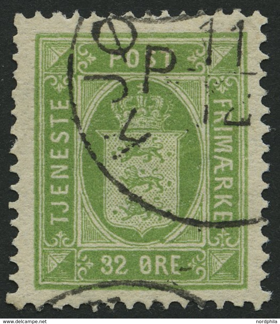 DIENSTMARKEN D 7 O, 1881, 32 Ø Gelbgrün (Facit TJ 9b), Pracht, Facit 550.- Skr. - Otros & Sin Clasificación