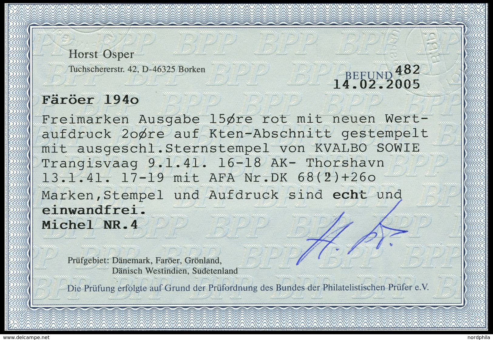 FÄRÖER-STERNSTEMPEL 4, DK 244,263 BRIEF, KVALBO (ohne Stern) Auf Postabschnitt U.a. Mit 20 Auf 15 Ø, Feinst, Fotobefund  - Other & Unclassified