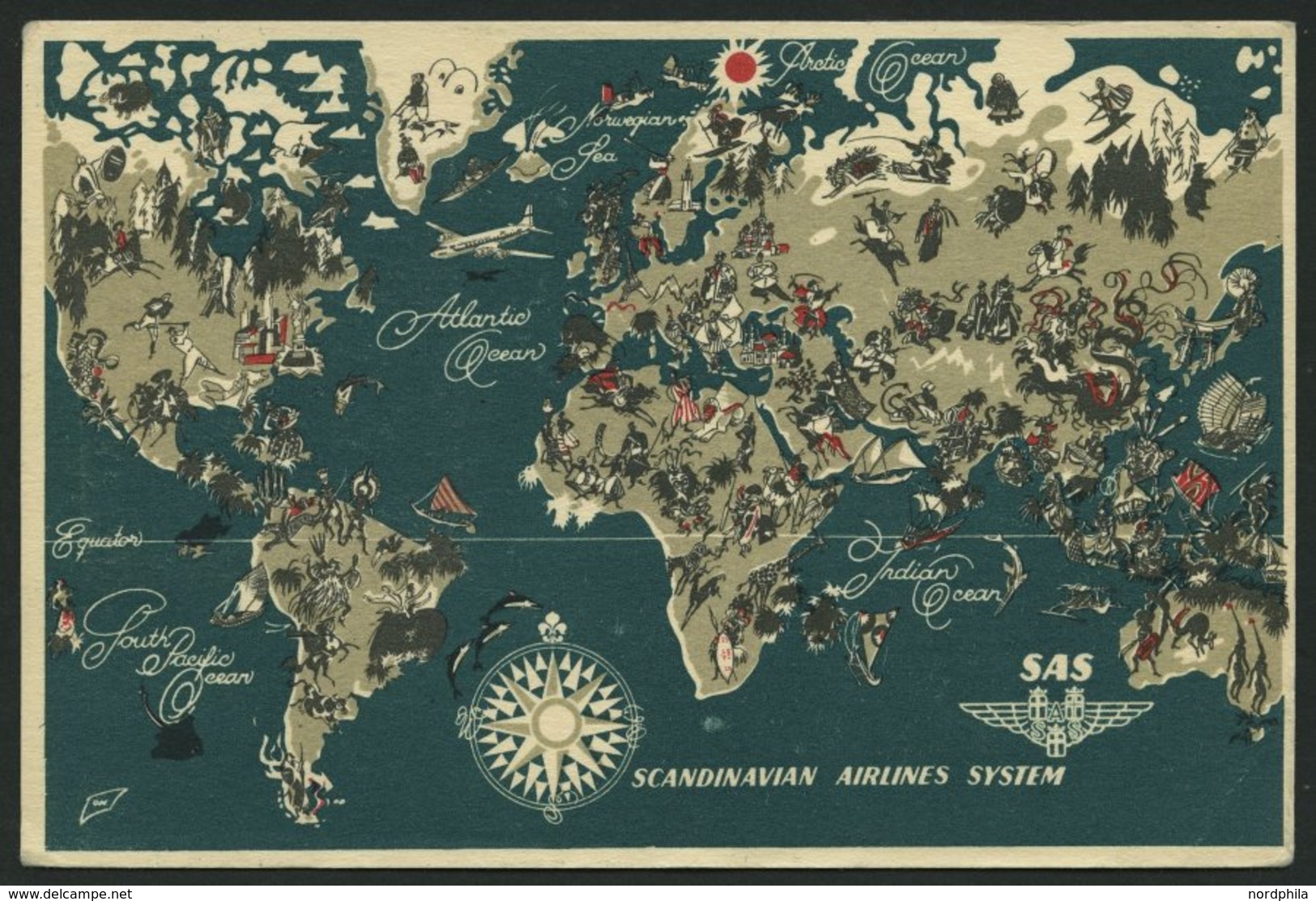 ERSTFLÜGE 26.10.1949, Kopenhagen-Bangkok, Prachtkarte - Otros & Sin Clasificación