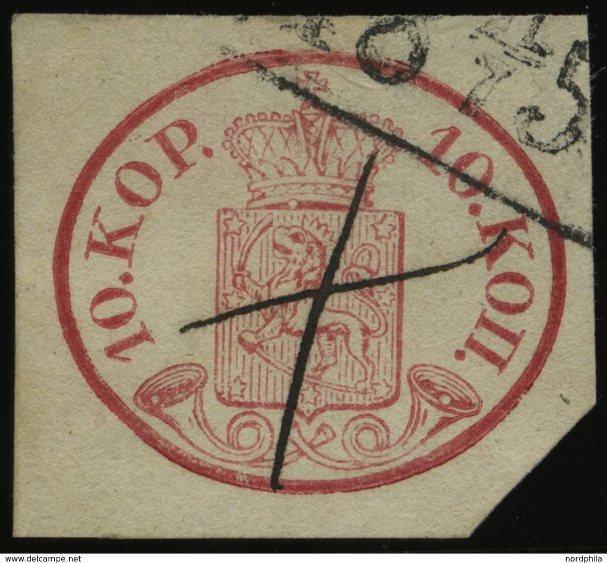FINNLAND 2x ~ , 1856, 10 K. Karmin Mit Federkreuz Und Stempelfragment, Pracht - Other & Unclassified