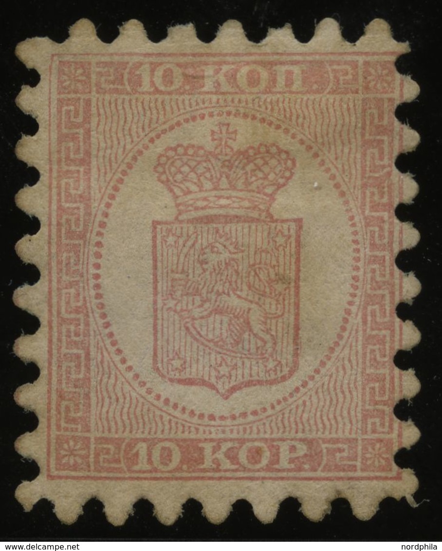 FINNLAND 4A *, 1860, 10 K. Rosakarmin Auf Rosa, Praktisch Alle Zungen, Gummireste, Leichte Patina, Pracht, Mi. 1500.- - Autres & Non Classés