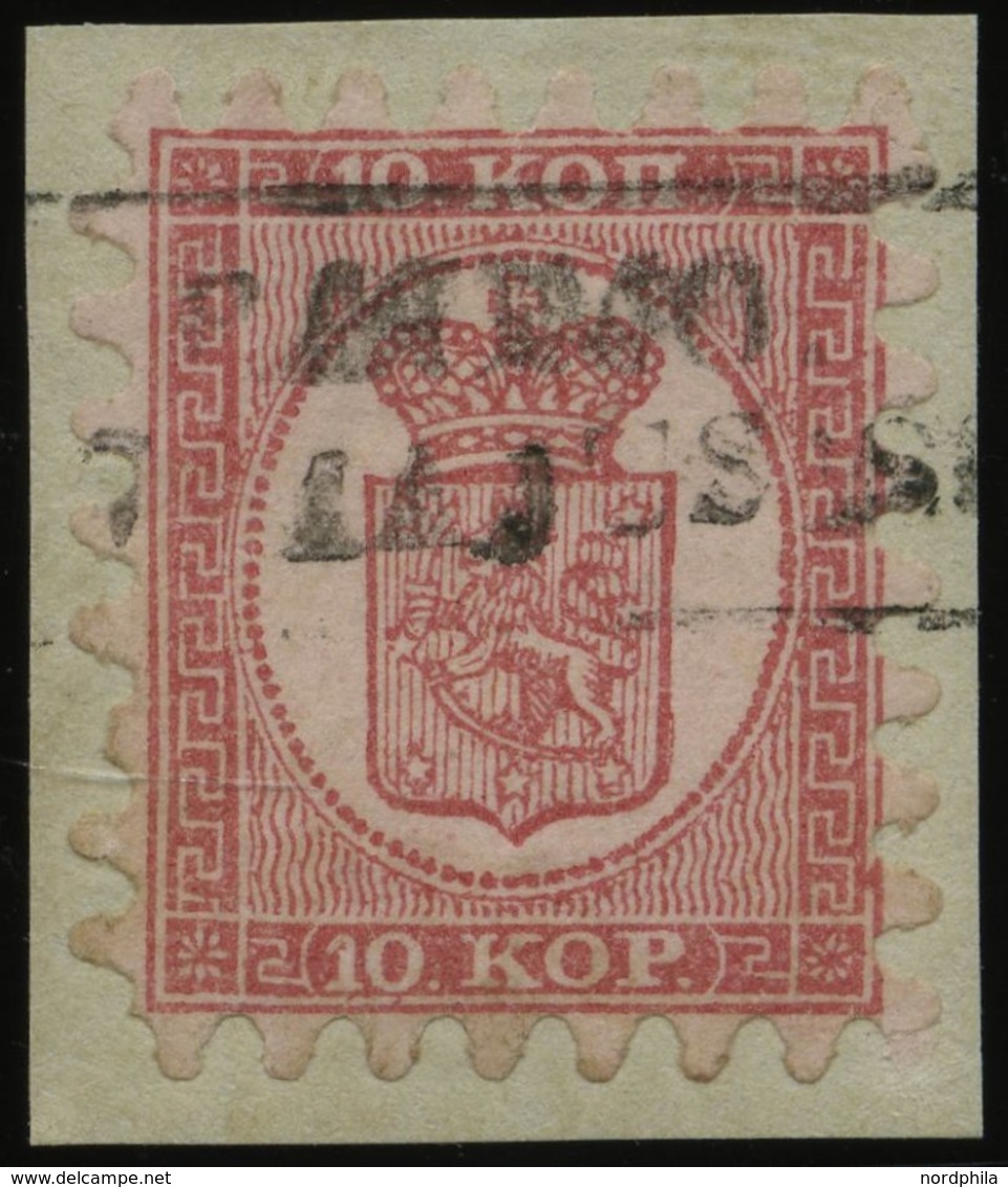 FINNLAND 4Bx BrfStk, 1865, 10 K. Rosakarmin Auf Rosa, R2 RAUMO, Praktisch Alle Zungen, Prachtbriefstück - Other & Unclassified