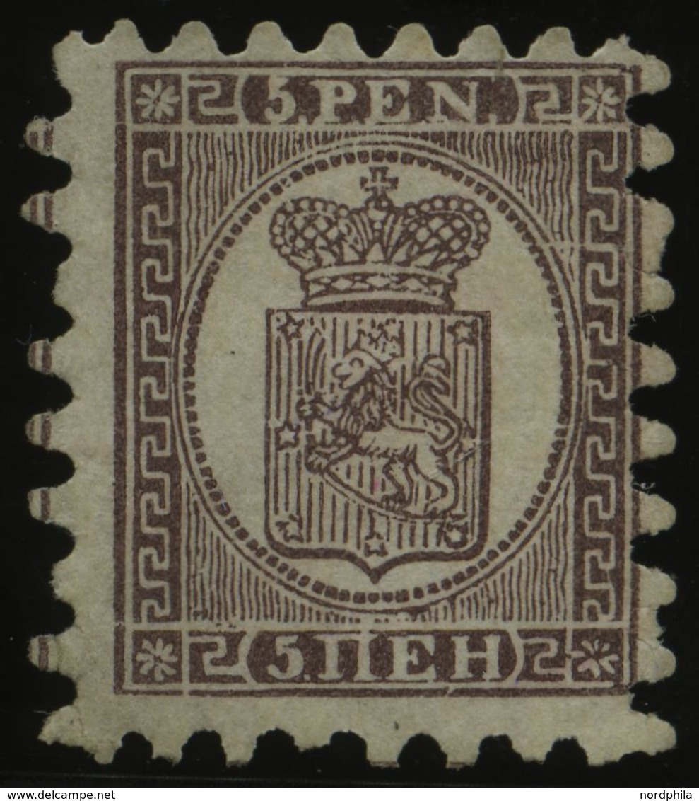 FINNLAND 5Bx (*), 1866, 5 P. Braunlila Auf Blasslila, Ein Paar Kürzere Zungen, Ohne Gummi, Feinst - Other & Unclassified