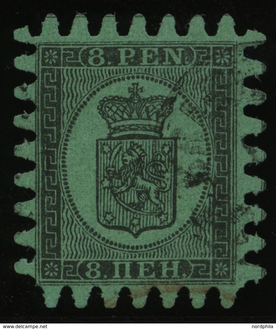 FINNLAND 6Cx O, 1867, 8 P. Schwarz Auf Grün, Alle Zungen, Pracht - Autres & Non Classés